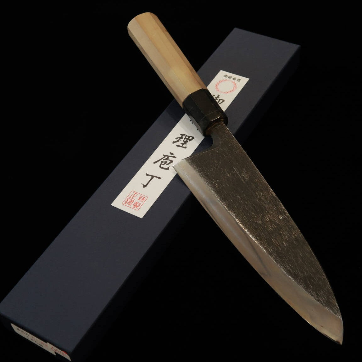 Deba [OUTLET] MIURA Shirogami No. 2, Black Finish, Paulownia Octagonal Handle (180mm) with Scratches