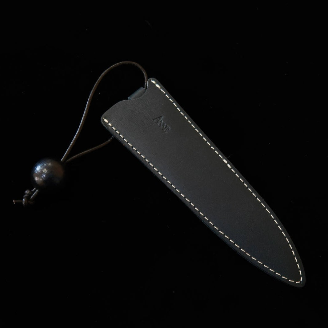 ANNE Anne funda para cuchillo petty de 120 mm color azul marino con cuentas de madera teñidas en negro