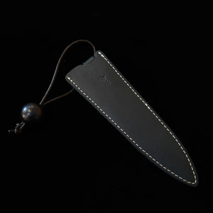 ANNE Anne funda para cuchillo petty de 120 mm color azul marino con cuentas de madera teñidas en negro