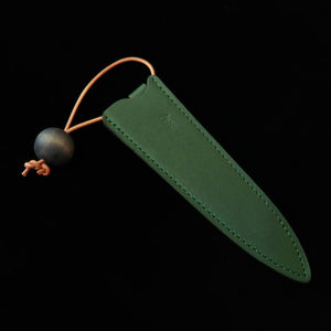 ANNE アン funda para cuchillo petty de 120 mm, verde × cuentas de madera teñidas en azul marino