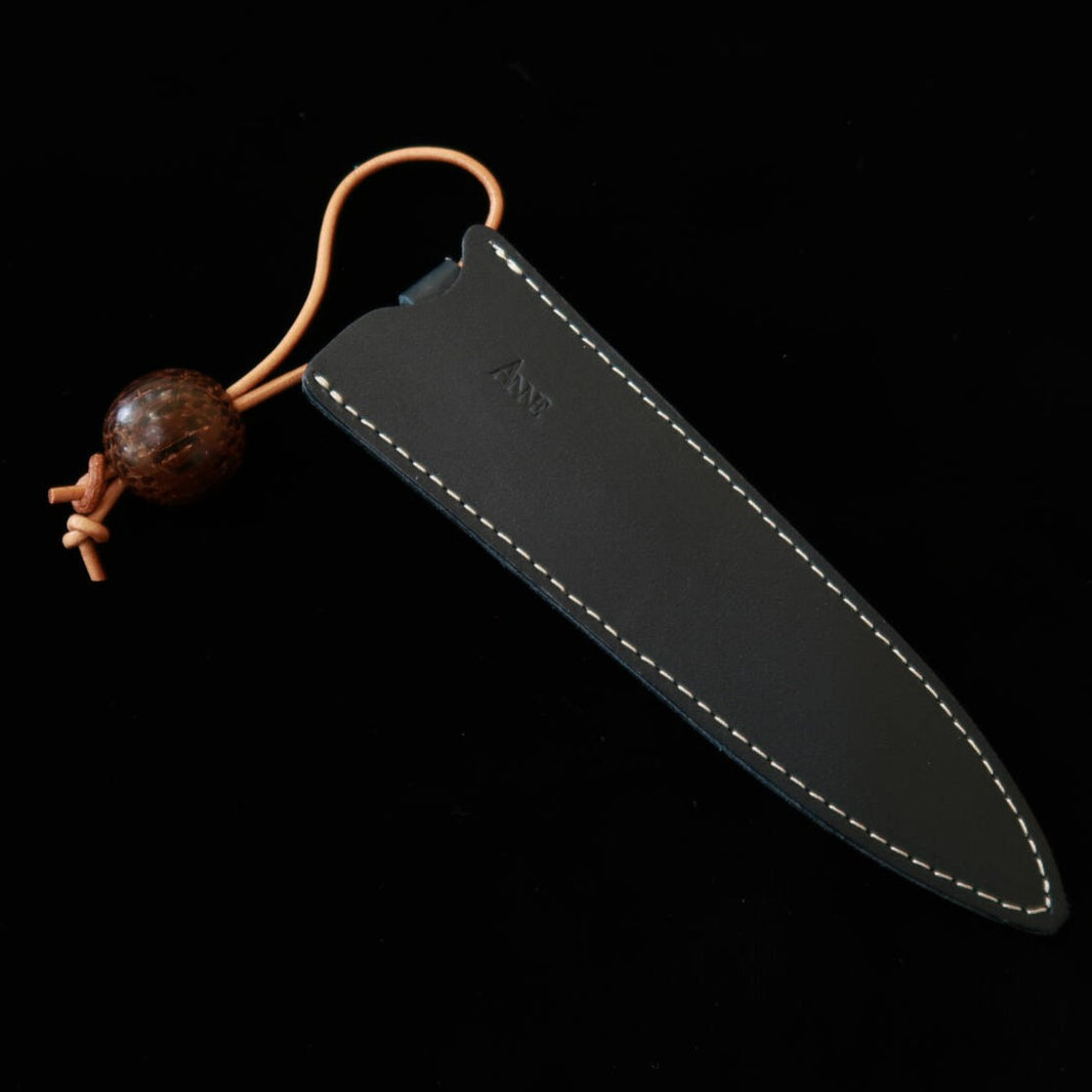 ANNE, funda para cuchillo petty de 120 mm, azul marino × cuentas de madera jaspeada