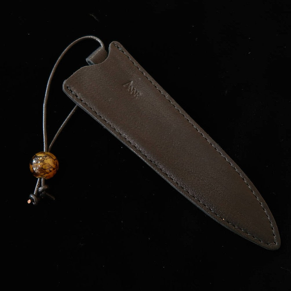 ANNE An funda para cuchillo petti 120 mm, negra con cuentas tipo ámbar ahumado