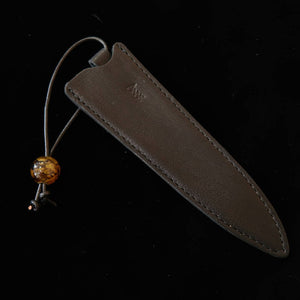 ANNE An funda para cuchillo petti 120 mm, negra con cuentas tipo ámbar ahumado