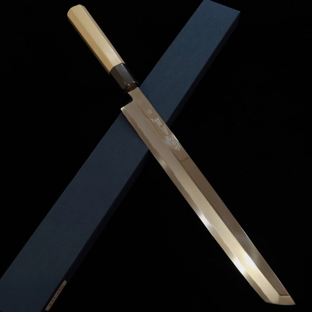 Yanagiba [OUTLET] SUISIN Shippu Kizuna Maguro series, Aogami No. 2, with an Octagonal Handle (300mm) with Scratches
