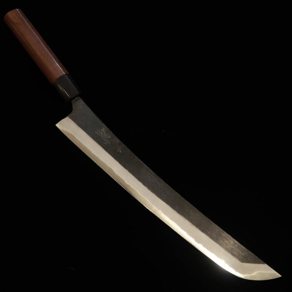 Miura MIURA by Shindo Sujihiki de punta redondeada Aogami No.2 acabado negro, mango octogonal de palisandro rojo (270/300 mm)