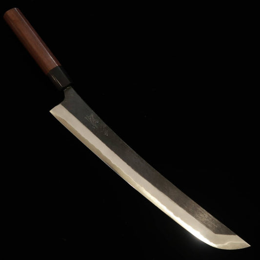 MIURA by Shindo Round-Tip Sujihiki Knife, Aogami No. 2, Black Finish, Rosewood Octagonal Handle (270/300mm)