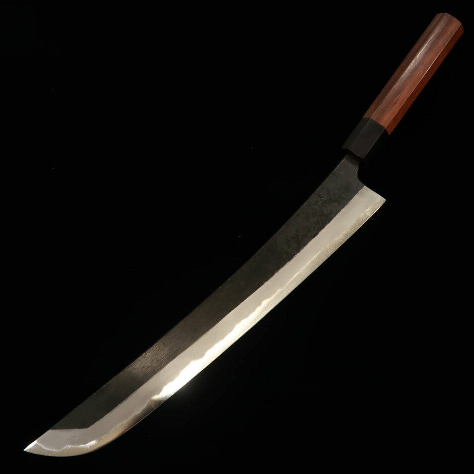 Miura MIURA by Shindo Sujihiki de punta redondeada Aogami No.2 acabado negro, mango octogonal de palisandro rojo (270/300 mm)