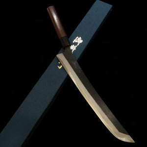 Miura MIURA by Shindo Sujihiki de punta redondeada Aogami No.2 acabado negro, mango octogonal de palisandro rojo (270/300 mm)