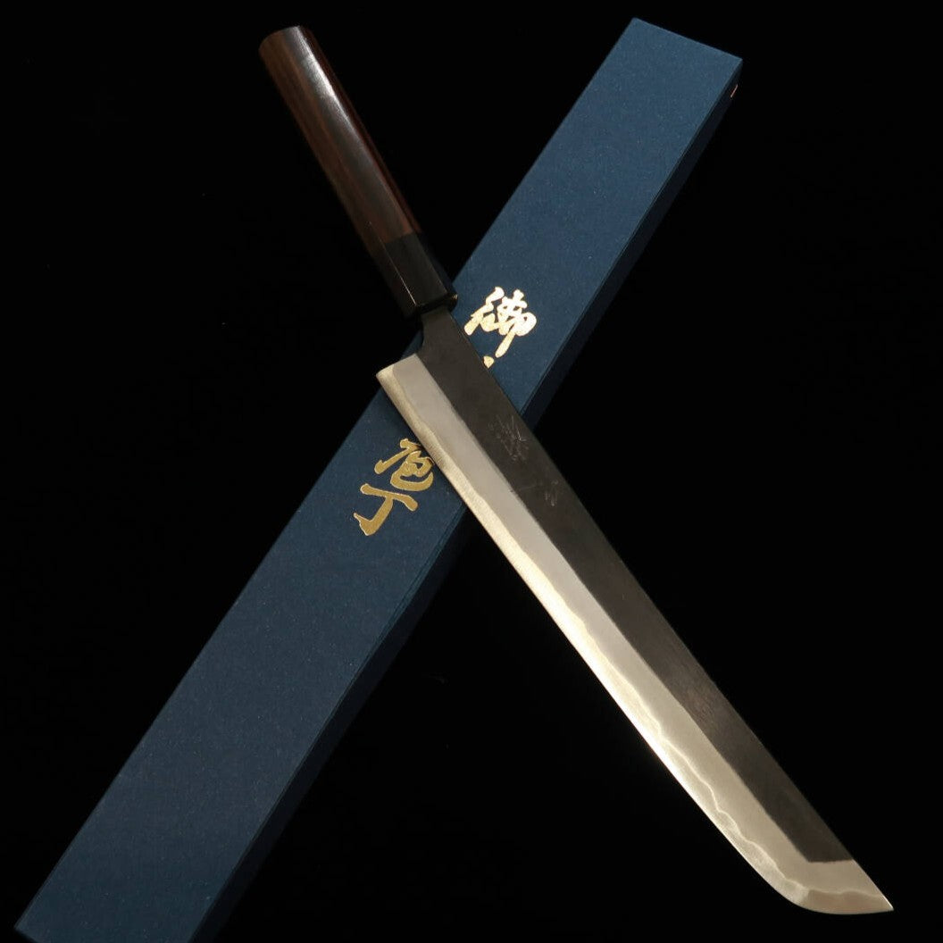 Miura MIURA by Shindo sujihiki punta redondeada Aogami nº2, mango octogonal de ébano (240-330 mm)