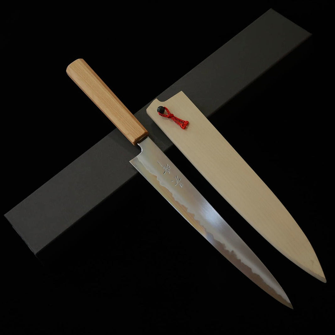 KAGEKIYO – Gamme supérieure, Shirogami n°2, manche octogonal en cerisier, sujihiki japonais (240 mm)