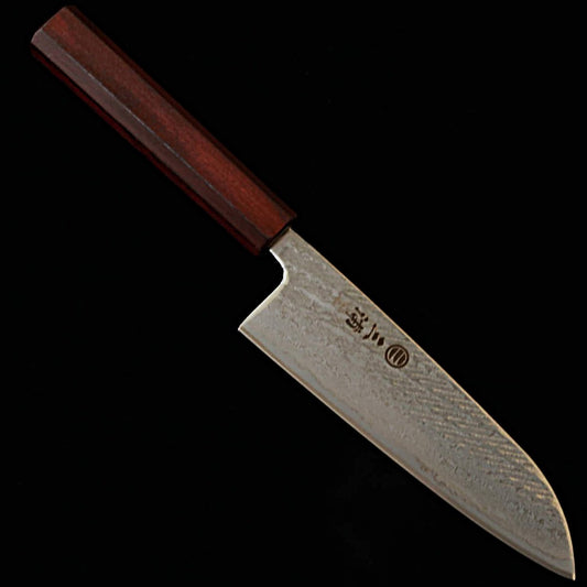 Miura MIURA Santoku Knife, Silver Paper No. 3, Rope Pattern, Damascus Steel, Purple Handle (165mm)