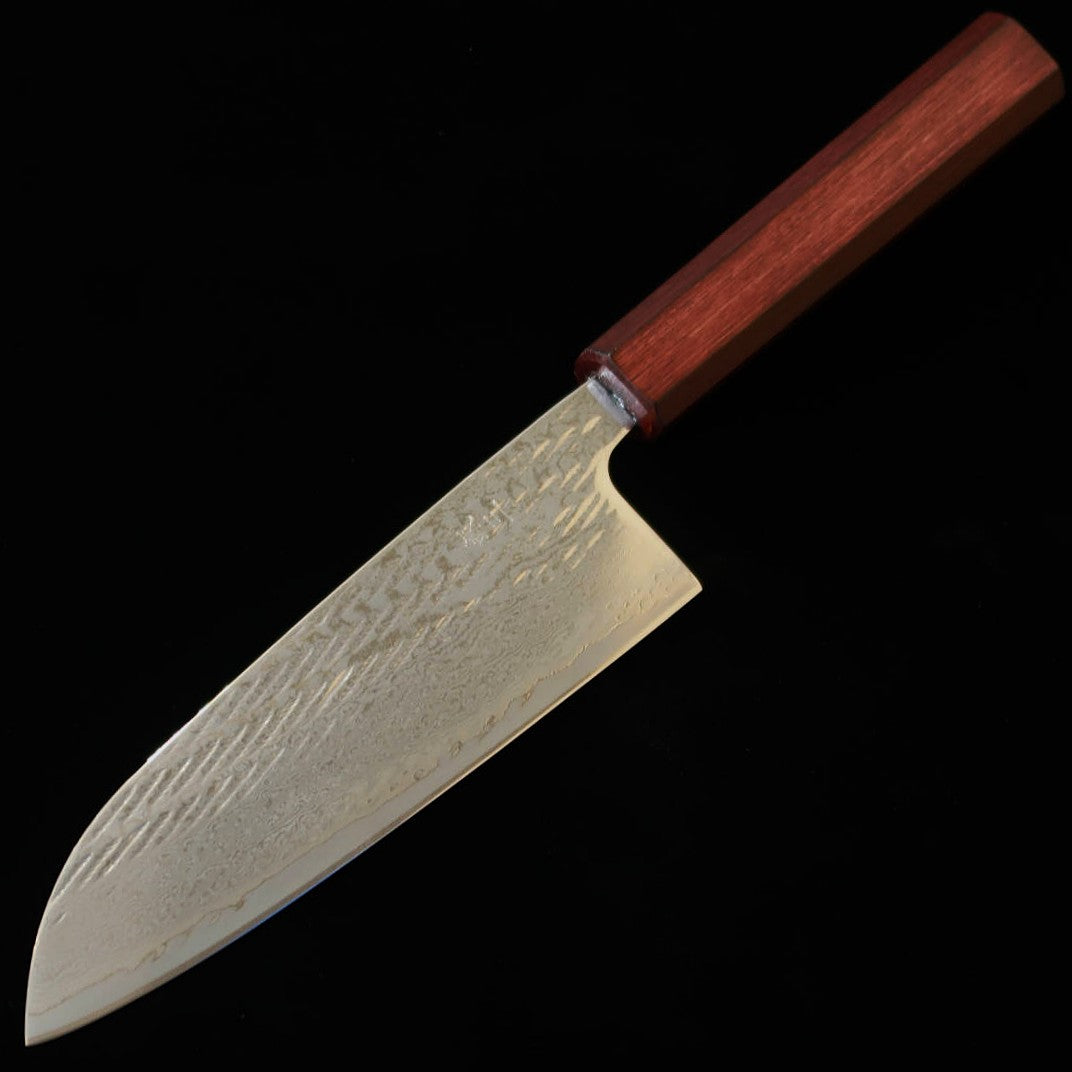Miura MIURA Santoku Knife, Silver Paper No. 3, Rope Pattern, Damascus Steel, Purple Handle (165mm)