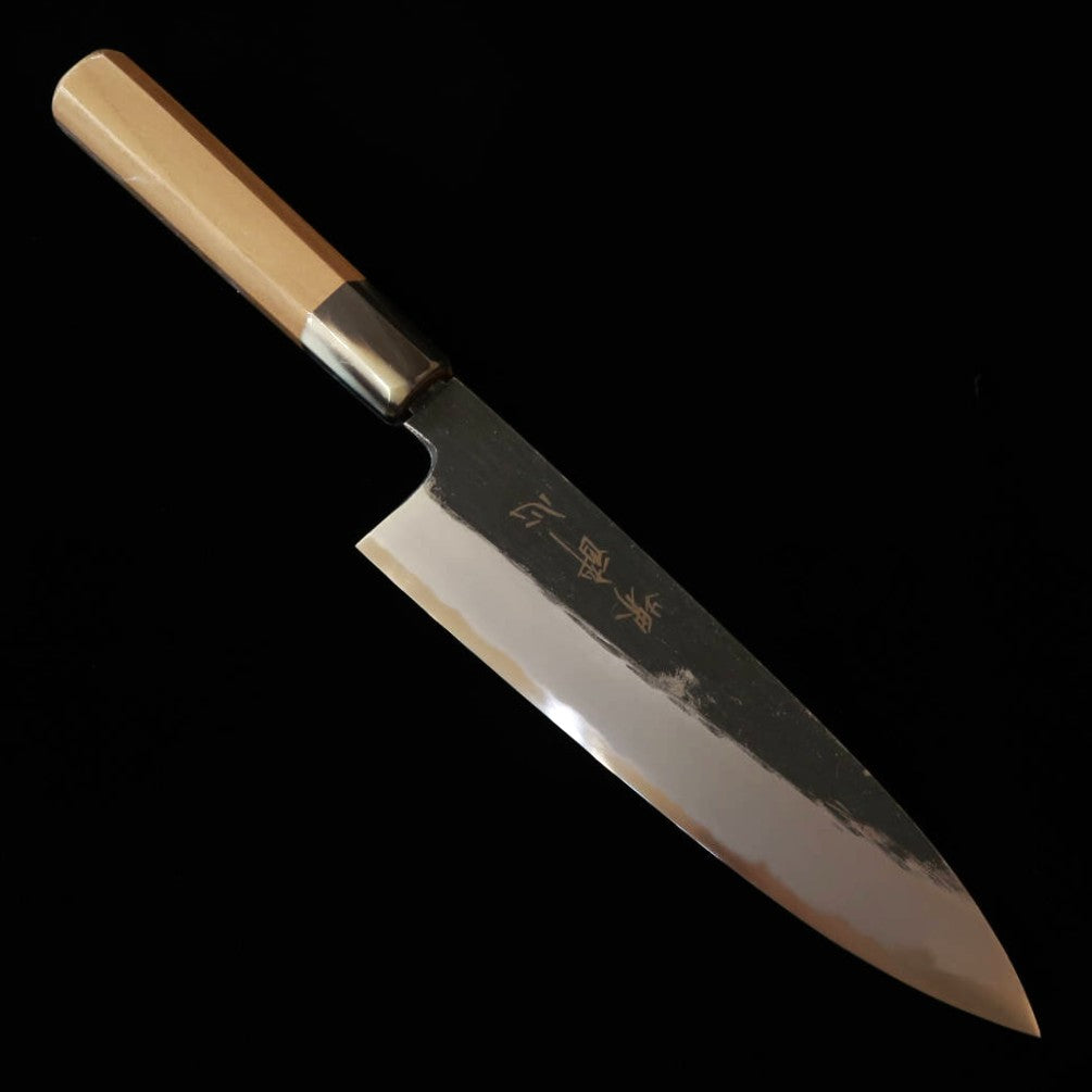 SUISIN Suisin obra de Kenji Togashi forja preta Shirogami nº2 Gyuto cabo octogonal de magnólia com ferrule de chifre branco (210/240mm)