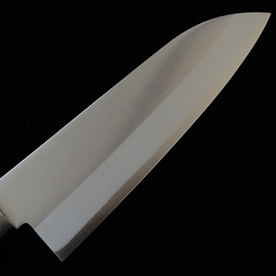 Miura Santoku Knife, Carbon Steel, Stainless Steel Inlaid, Laminated Reinforced Wood Handle (160mm)