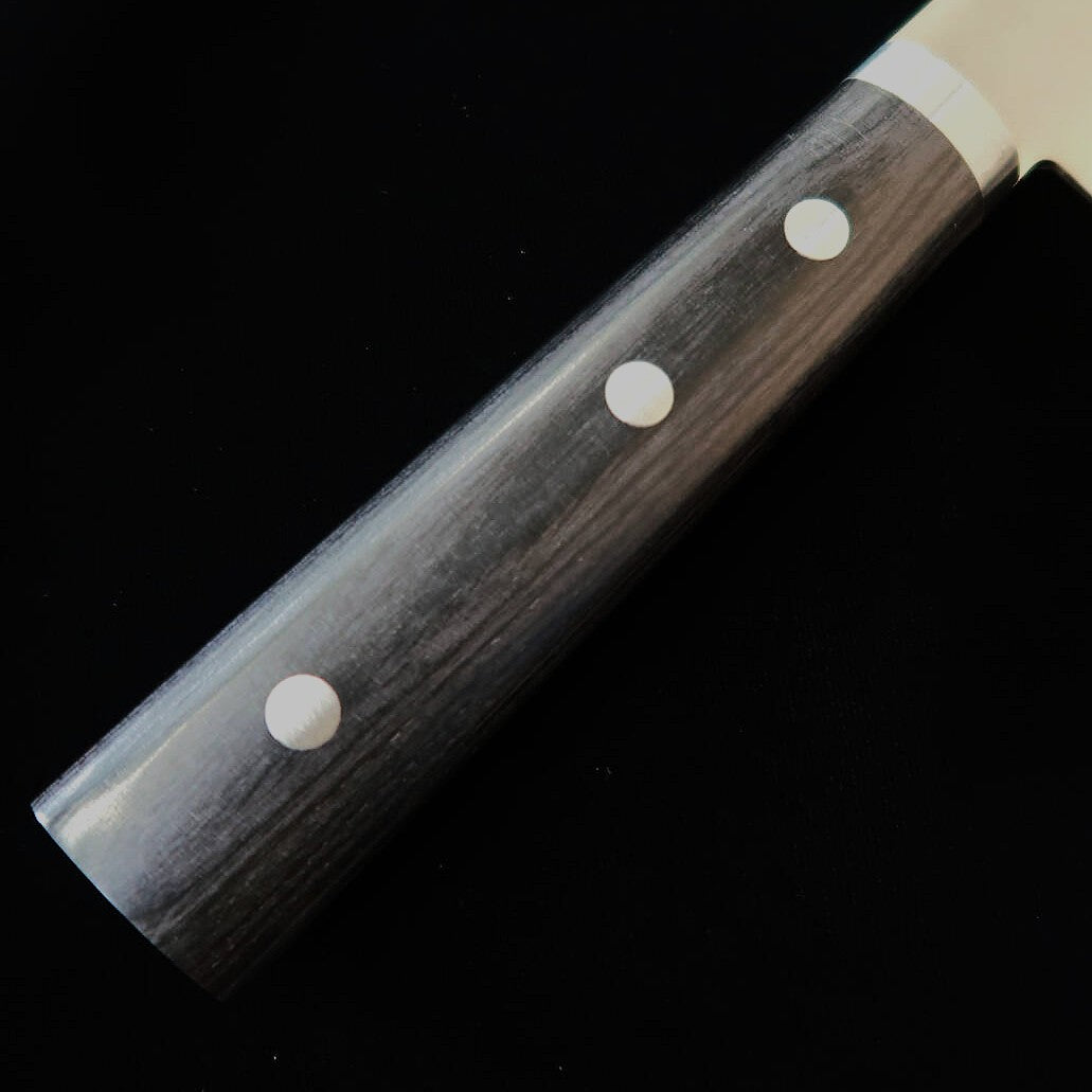 Miura Santoku Knife, Carbon Steel, Stainless Steel Inlaid, Laminated Reinforced Wood Handle (160mm)
