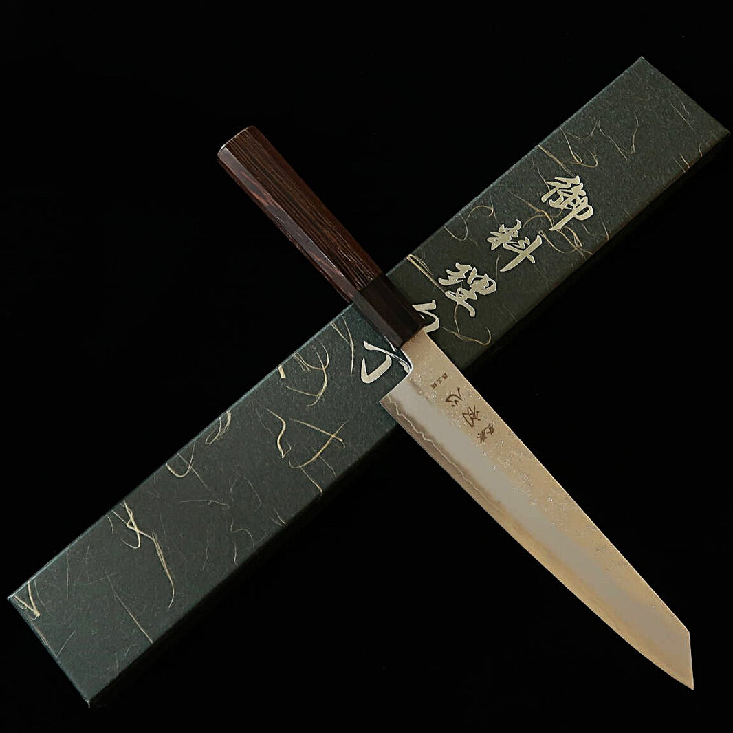 HATSUKOKORO – Ginrei, Gingami n°3, finition nacrée (nashiji), Kiritsuke Gyuto, manche en wengé (205 mm)