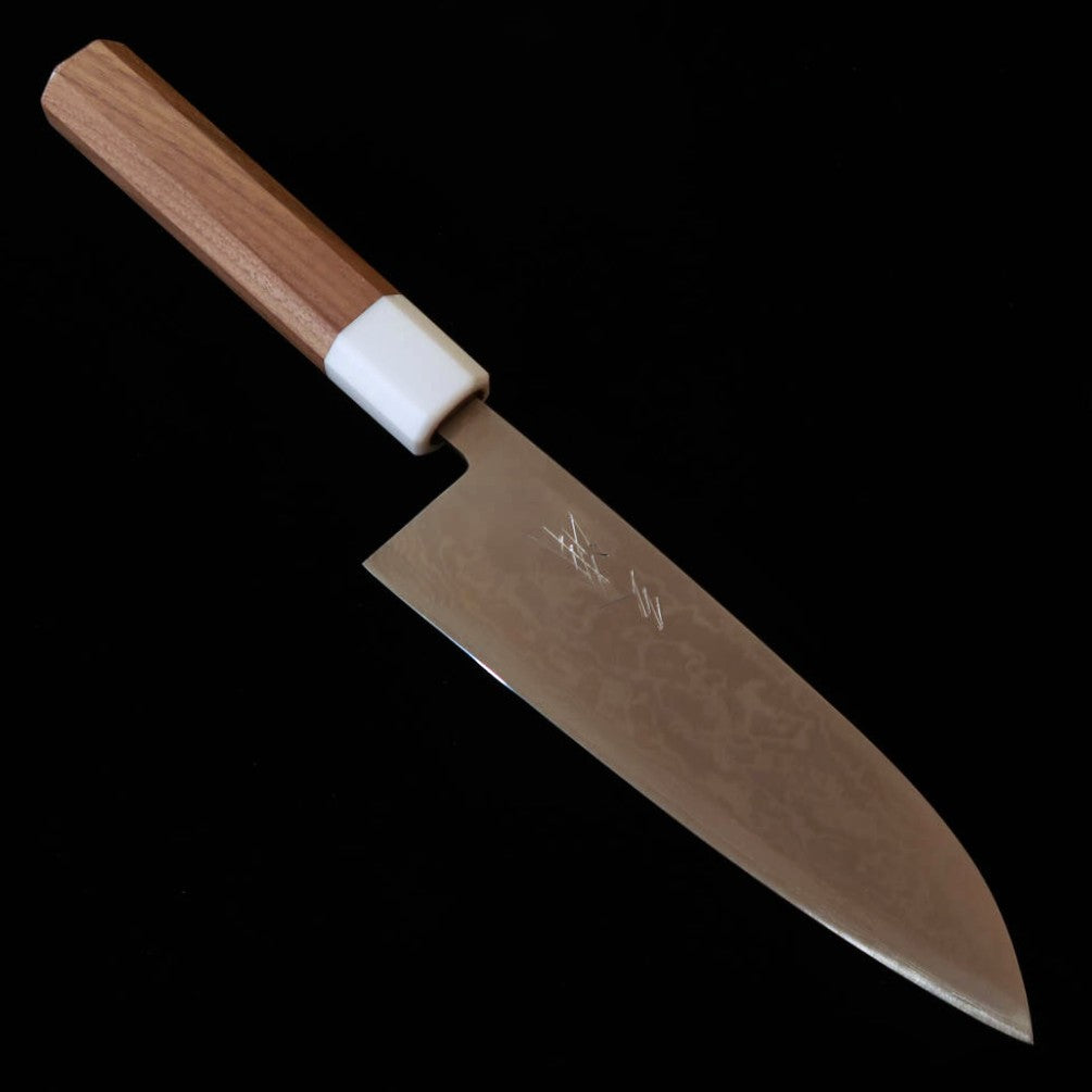 MIURA santoku, acier Aogami n°2, sandwich inox, damas nickel, manche en noyer (165 mm)