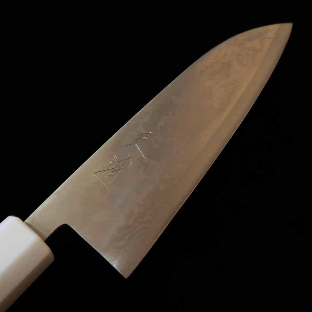 Couteau Santoku Miura (Acier Aogami #2 / Plaquage Inox Nickel Damas / Manche Noyer) (165 mm)