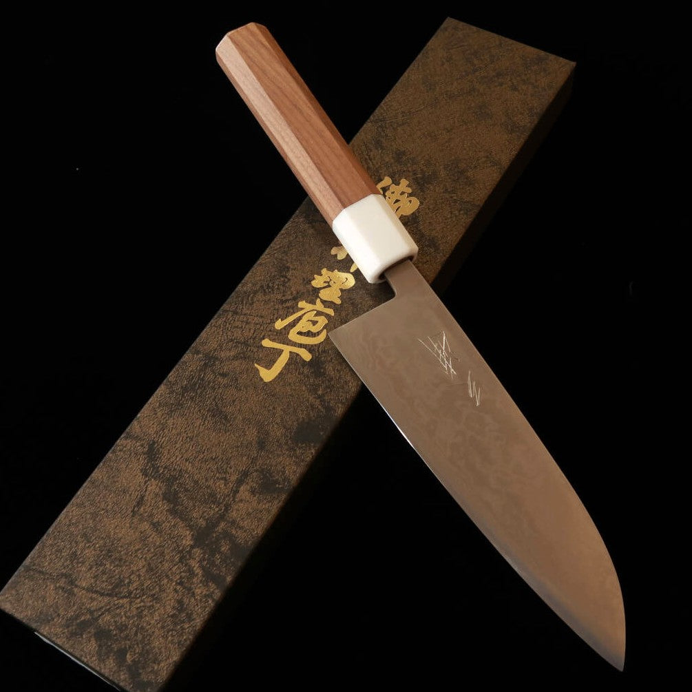 MIURA santoku, acier Aogami n°2, sandwich inox, damas nickel, manche en noyer (165 mm)