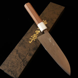 MIURA santoku, acier Aogami n°2, sandwich inox, damas nickel, manche en noyer (165 mm)