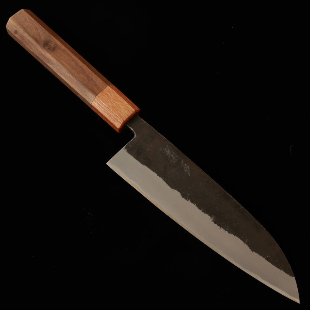MIURA Santoku, acier Aogami n°2 avec âme inox, finition noire, manche en noyer (165 mm)