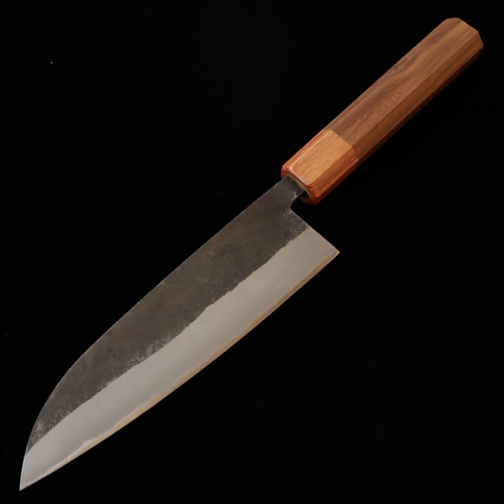 MIURA Blue Steel No. 2 Santoku with Kurouchi finish and Walnut Handle (165mm)
