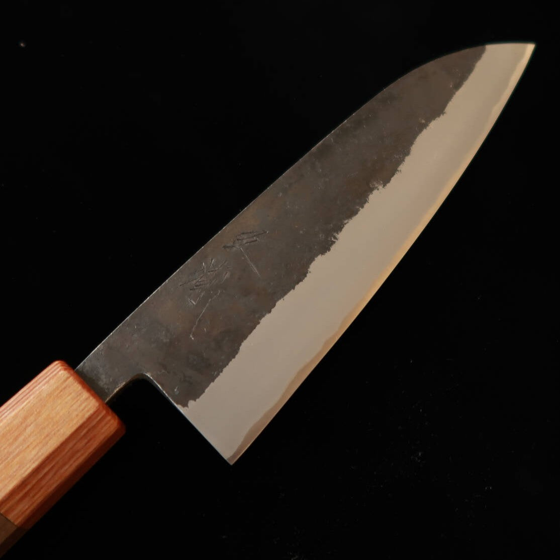 MIURA Blue Steel No. 2 Santoku with Kurouchi finish and Walnut Handle (165mm)
