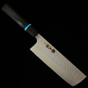 MIURA Nakiri SG2 tsuchime cabo octogonal de ébano com turquesa (160 mm)