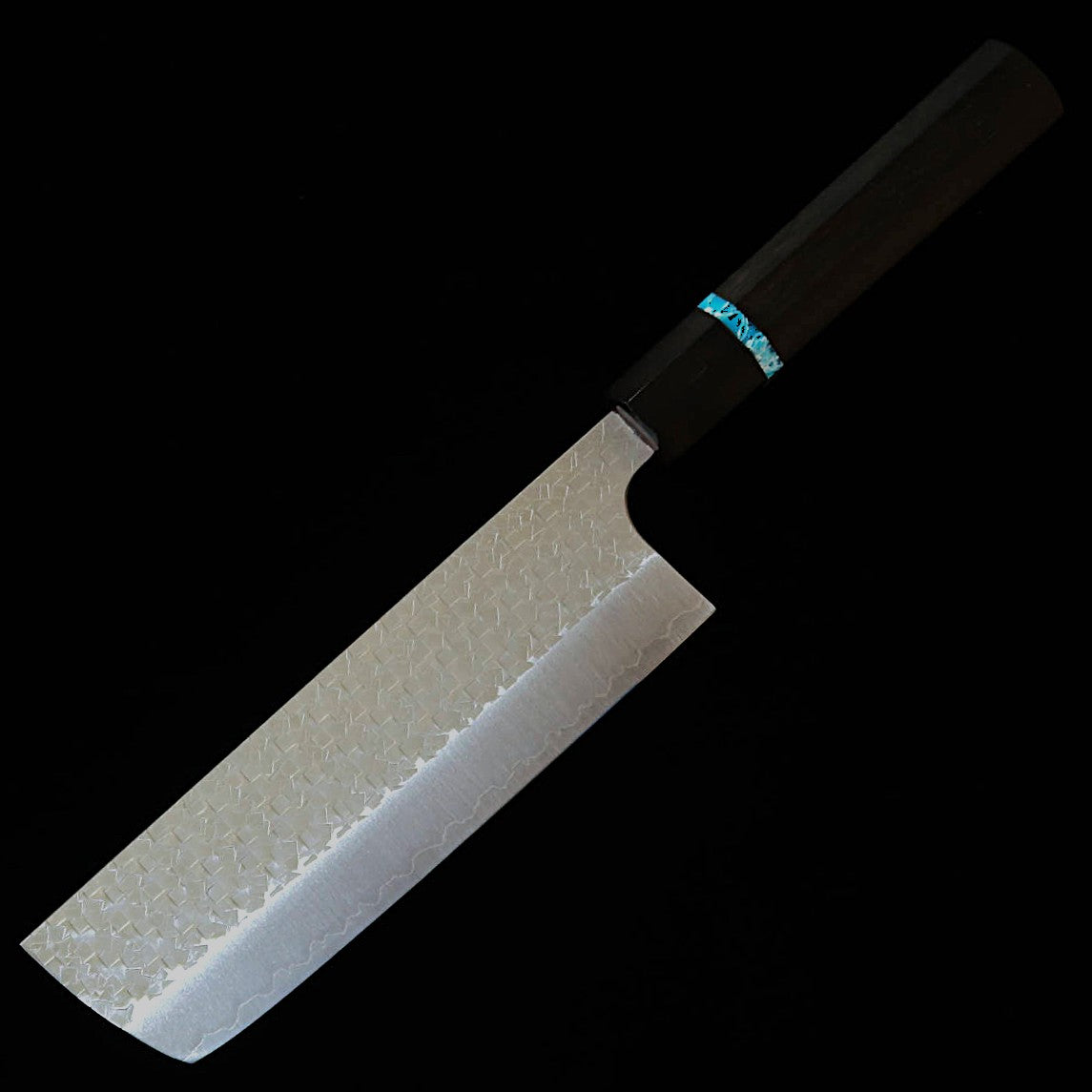Miura MIURA Nakiri SG2 Hammered Finish Ebony Turquoise Octagonal Handle (160mm)