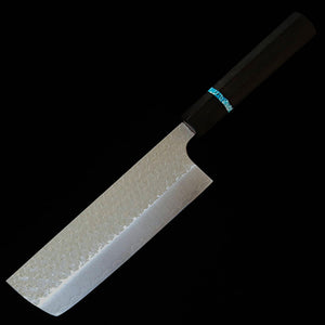 Miura MIURA Nakiri SG2 Hammered Finish Ebony Turquoise Octagonal Handle (160mm)