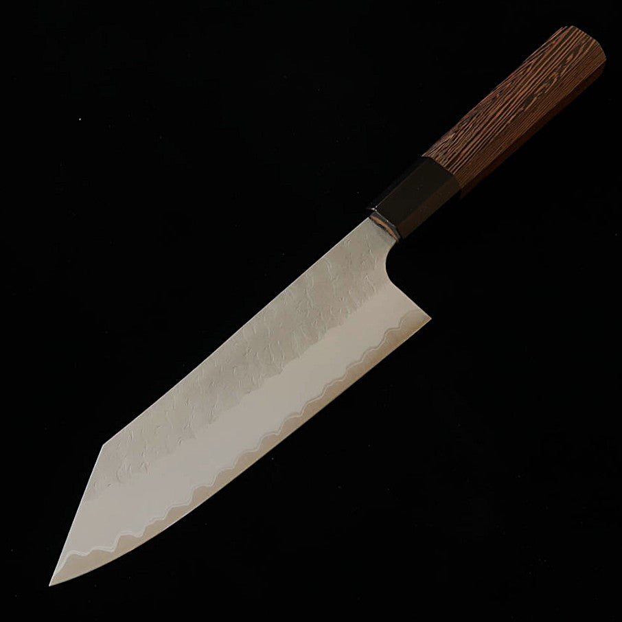 二唐刃物鍛造所 NIGARA 文化 青紙スーパー 鎚目 ウェンジ八角柄（180mm）