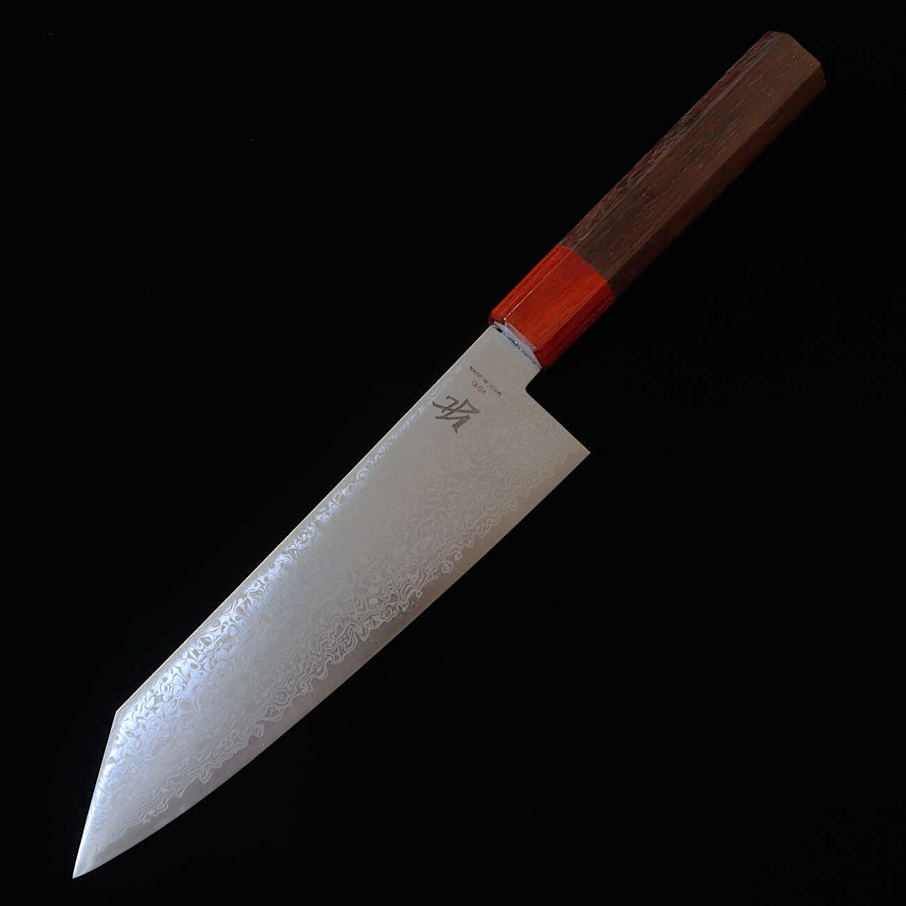 MIURA Bunka (Santoku), VG10, Damasco, Mango de Palo de Rosa con VIrola de Madera Laminada Roja