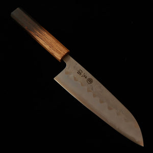 MIURA Santoku aço Gin-3 acabamento fosco (nashiji) cabo octogonal com laca queimada (165 mm)