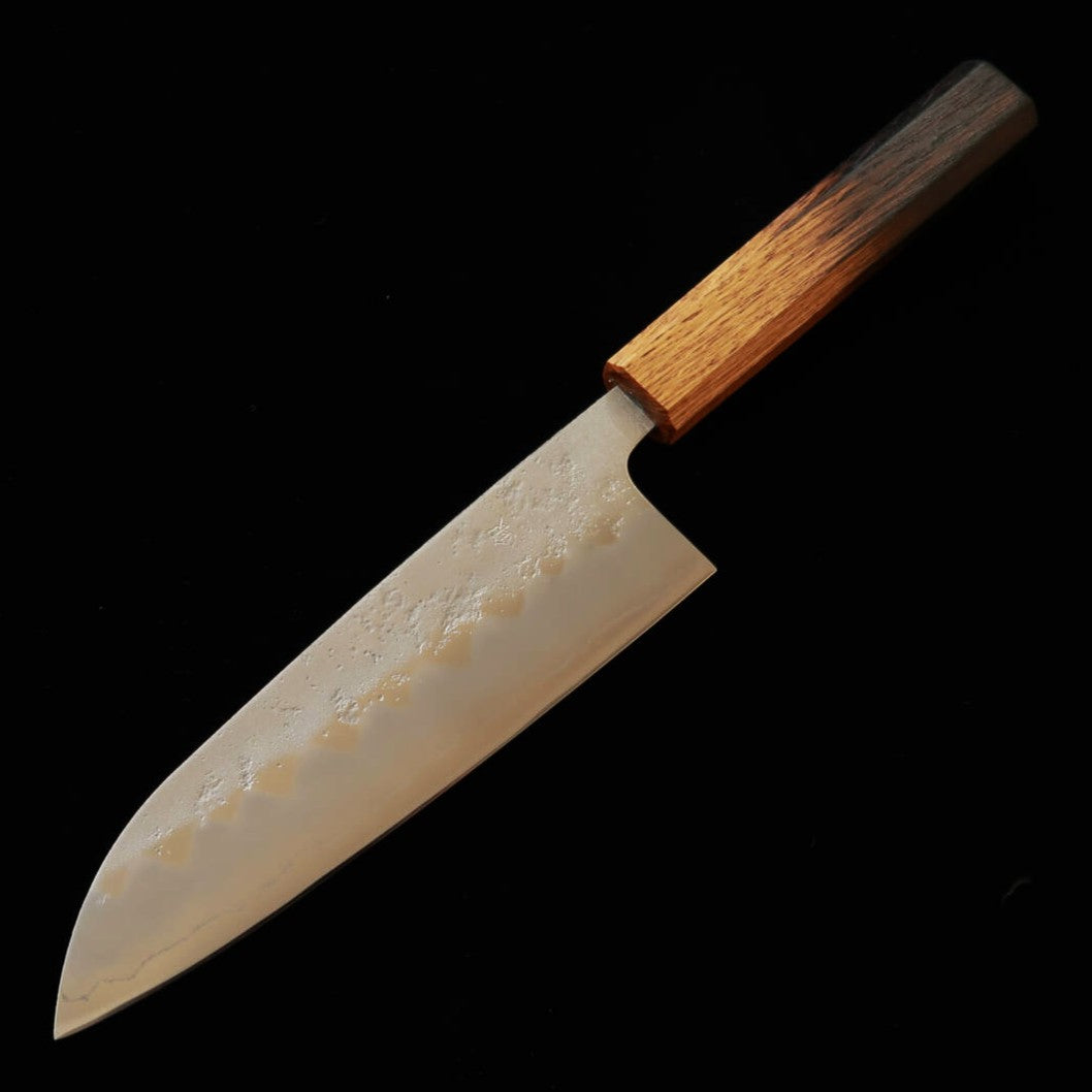 MIURA Santoku, Ginsan no. 3, Nashiji with Burnt Urushi Octagonal Handle (165mm)