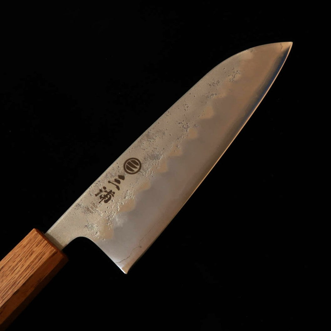 MIURA Santoku, Ginsan no. 3, Nashiji with Burnt Urushi Octagonal Handle (165mm)