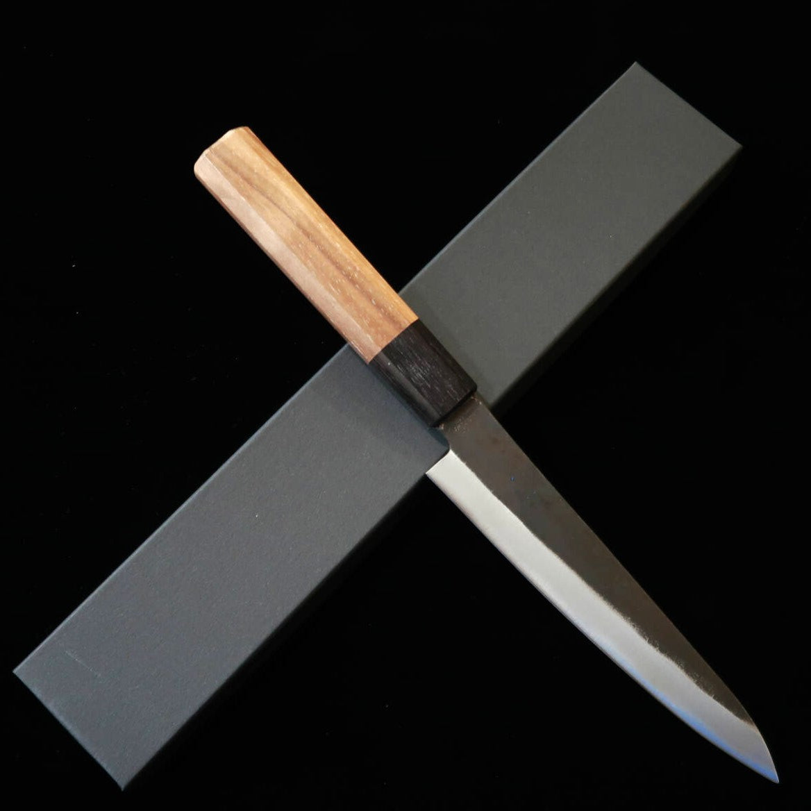 Miura Petty Knife, Blue Steel No. 1, Kurouchi, Walnut Octagonal Handle (150mm)