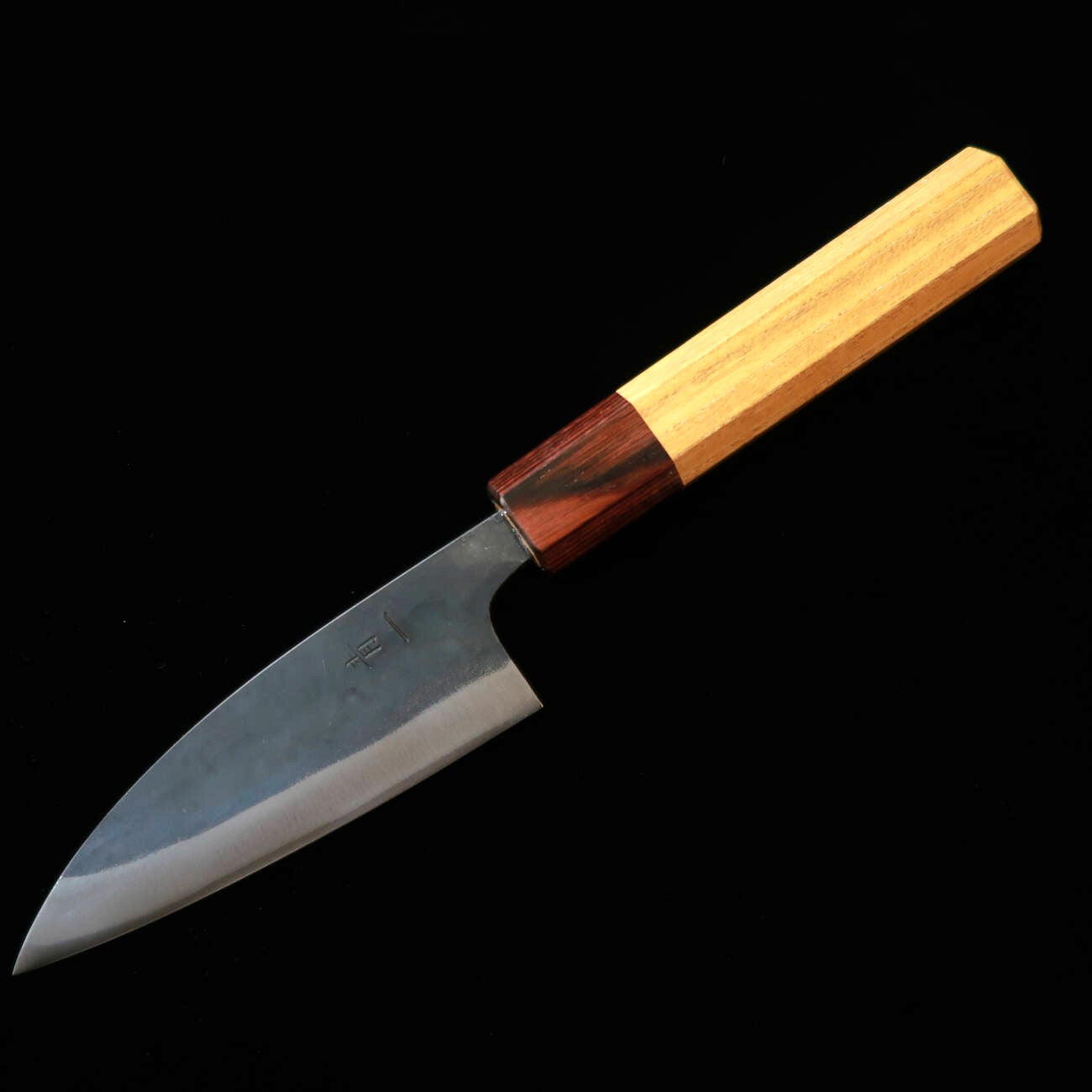 Miura Horse Mackerel Slicer, Blue Steel No. 1, Kurouchi, Stainless Clad with Keyaki Wood Octagonal Handle (105/145mm)