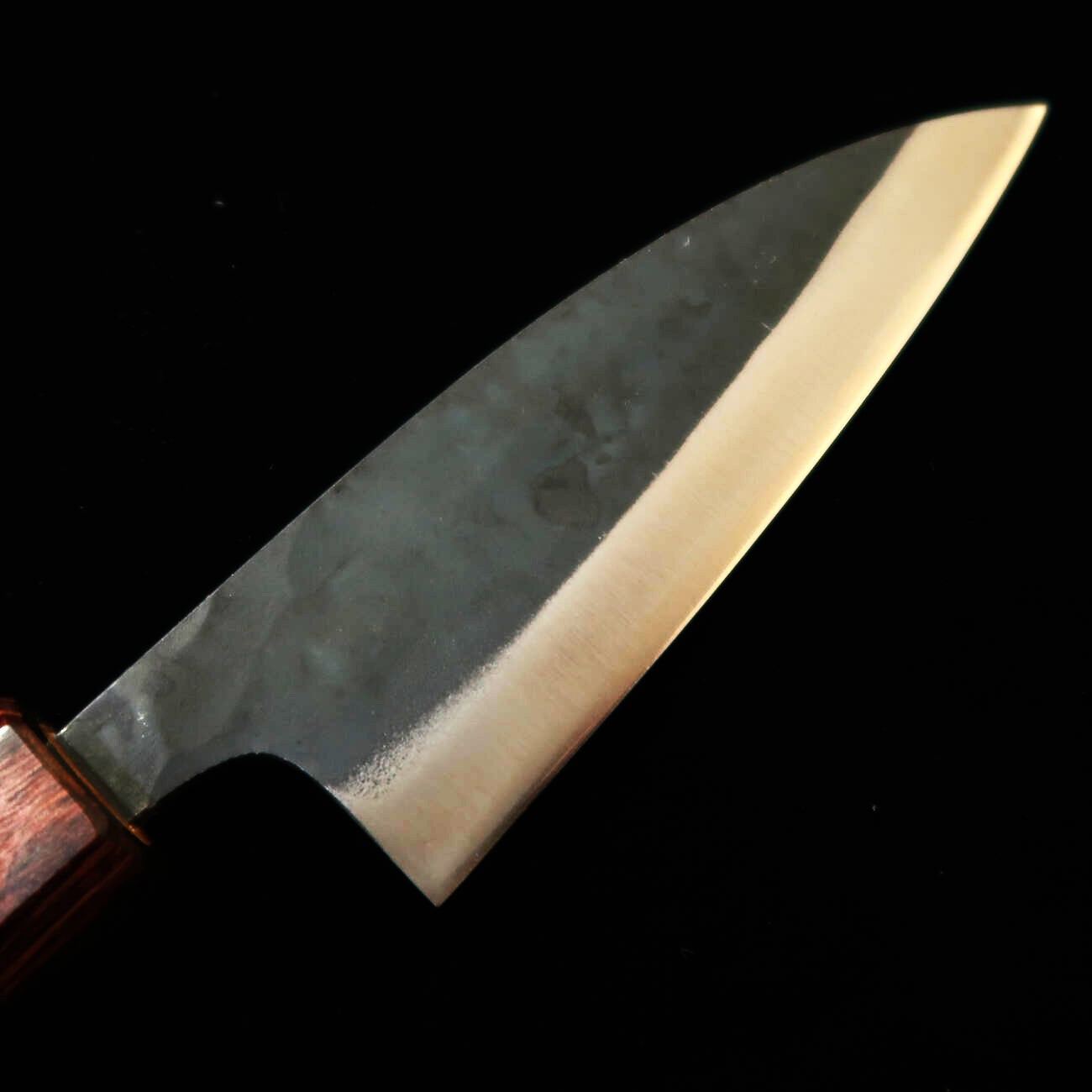 Miura Horse Mackerel Slicer, Blue Steel No. 1, Kurouchi, Stainless Clad with Keyaki Wood Octagonal Handle (105/145mm)