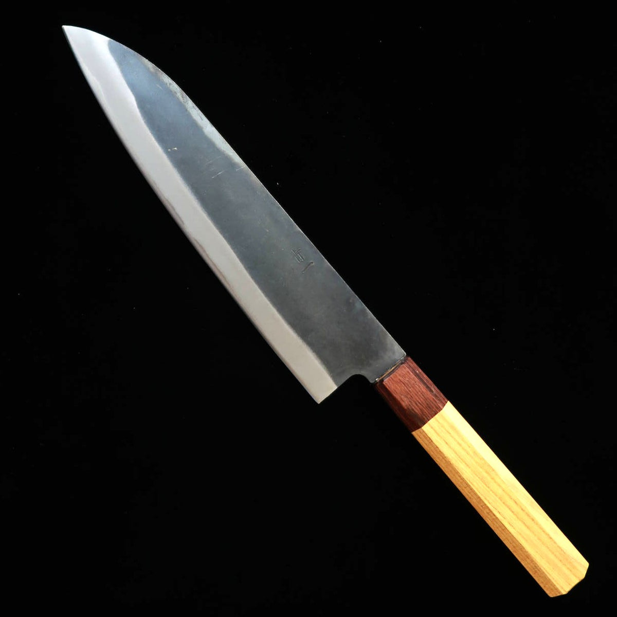 Miura Gyuto, White Steel No. 1, Stainless Steel, kurouchi finish with Keyaki Wood Octagonal Handle (210mm)