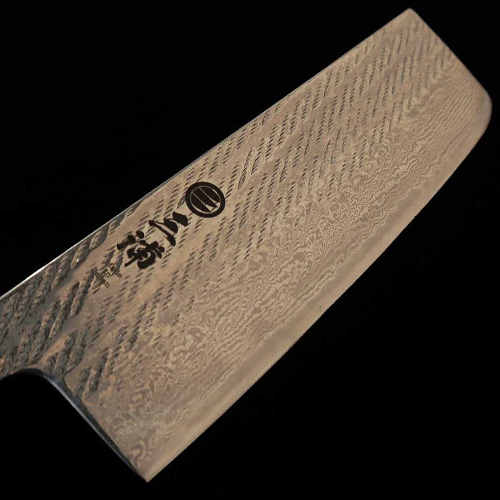 Miura MIURA Nakiri Knife, Silver Paper No. 3, Rope Pattern, Damascus Steel, Transparent, Octagonal Oak Handle (165mm)