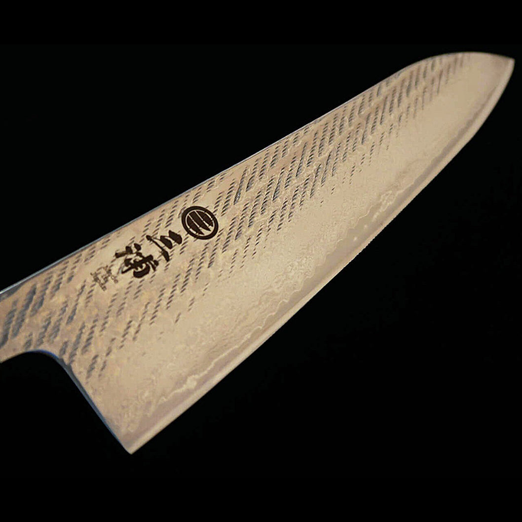 Miura Gyuto, Ginsan Steel No. 3, Rope Pattern, Damascus, Purple Oak, Octagonal Handle (210mm)