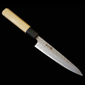 Miura MIURA Petty Shirogami nº1 mate, martilleado, mango octogonal de magnolia con virola de cuerno de búfalo de agua (135 mm)