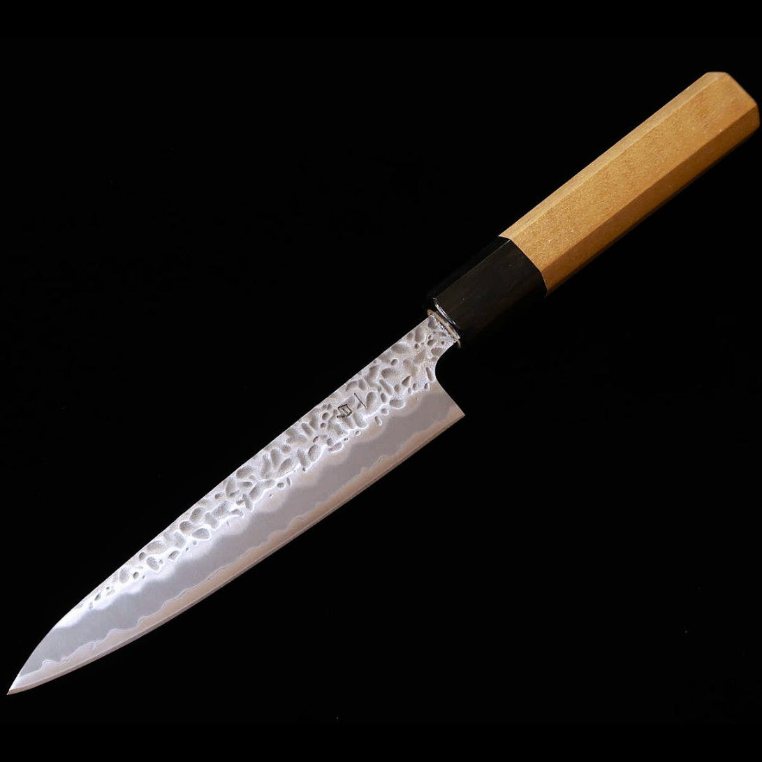 三浦MIURA ペティ 白紙一号 マット 鎚目 水牛朴八角柄（135mm）