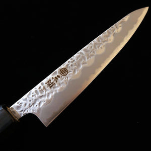 三浦MIURA ペティ 白紙一号 マット 鎚目 水牛朴八角柄（135mm）