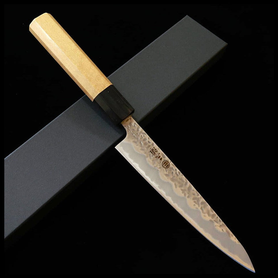 Miura MIURA Petty Shirogami nº1 mate, martilleado, mango octogonal de magnolia con virola de cuerno de búfalo de agua (135 mm)