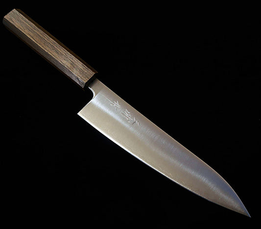 Couteau de chef (Gyuto) MIURA - Acier Aogami Super, Finition polie, Manche octogonal en chêne noir (180 mm)