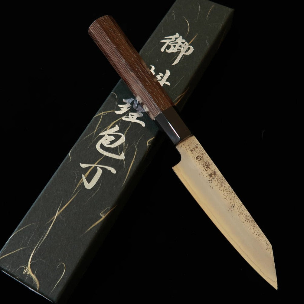 HATSUKOKORO « Ginrei » Gin-san n°3 finition satinée couteau petty kiritsuke manche en wengé (125 mm)