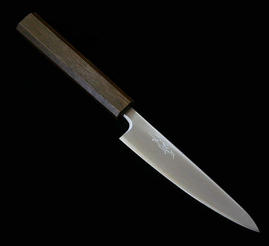 Couteau d'office (Petty knife) MIURA - Acier Aogami Super, Finition polie, Manche octogonal en chêne noir (135 mm)