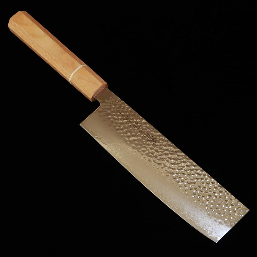 V.ROAD Nosyu Masamune Nakiri, VG10 33-Layer Damascus Tsuchime, White Pakkawood Handle (170mm)