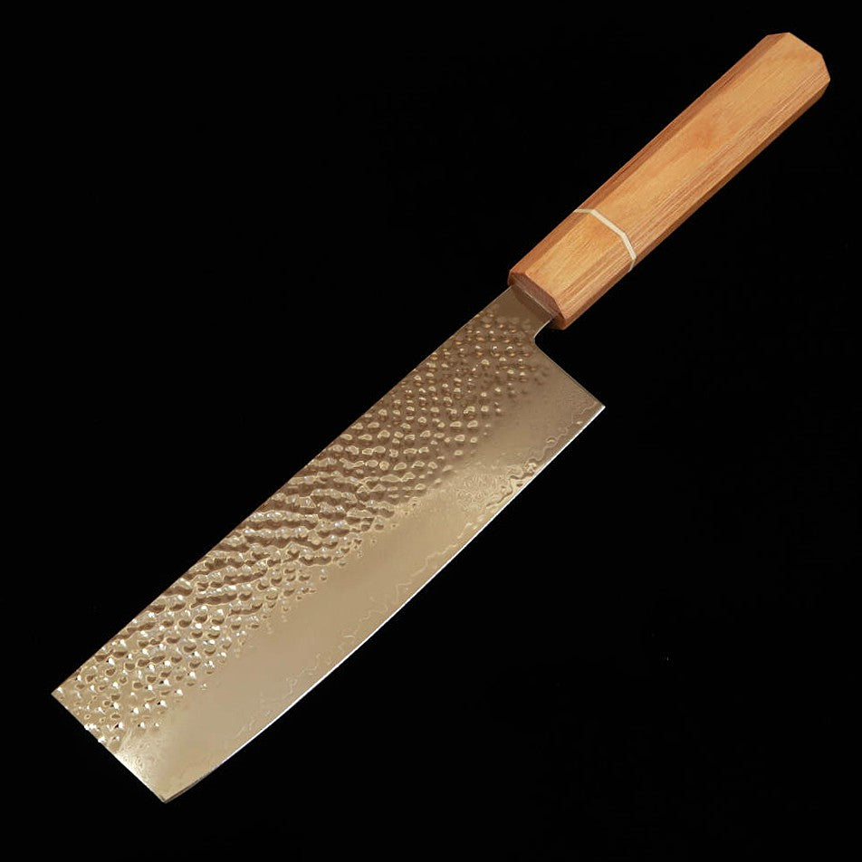 V.ROAD Nosyu Masamune Nakiri, VG10 33-Layer Damascus Tsuchime, White Pakkawood Handle (170mm)